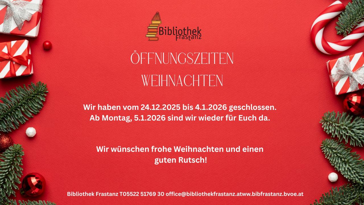 Weihnachtsöffnungszeiten